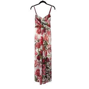Rinascimento Long Pink Floral Sweetheart Neckline Dress Sz M Women’s Italy Made